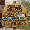 Panneau en bois personnalisé pour la décoration intérieure – Cadeaux de camping personnalisés pour mari et femme, lui et elle – Partenaires de camping pour la vie