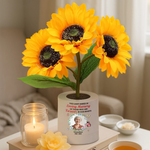 Custom Photo Sunflower Lamp Night Light - Personalized Memorial Sympathy Gifts For Loss Of Grandma - Light Up The Memories