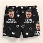 Custom Photo Short Leggings - Personalized Personalized Gifts For Husband And Wife, Him And Her - I Love My Husband