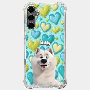 Coque de téléphone transparente personnalisée avec effet gonflable en 3D - Cadeau d'anniversaire personnalisé pour les amoureux des chiens, papa et maman - Entouré de votre amour