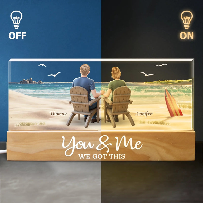 Custom Acrylic LED Night Light - Personalized Anniversary Wedding Gifts For Husband And Wife, Him And Her - Built With Love, Enjoyed Together
