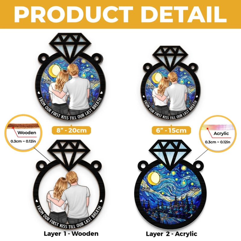 Custom Window Hanging Suncatcher Ornament - Personalized Anniversary Wedding Gifts For Husband And Wife, Him And Her - Forever Starts With You