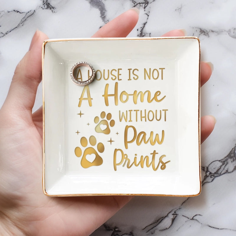 Full-Print Jewelry Dish - Birthday Gifts For Dog Lovers, Cat Lovers, Pet Lovers - Home Is Where Paws Live