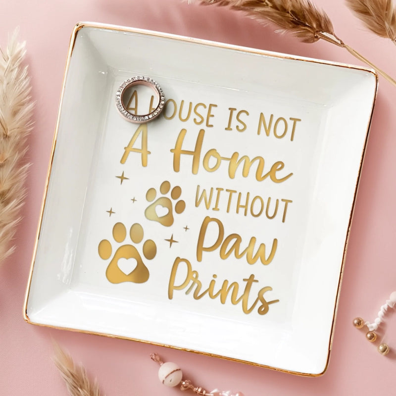 Full-Print Jewelry Dish - Birthday Gifts For Dog Lovers, Cat Lovers, Pet Lovers - Home Is Where Paws Live