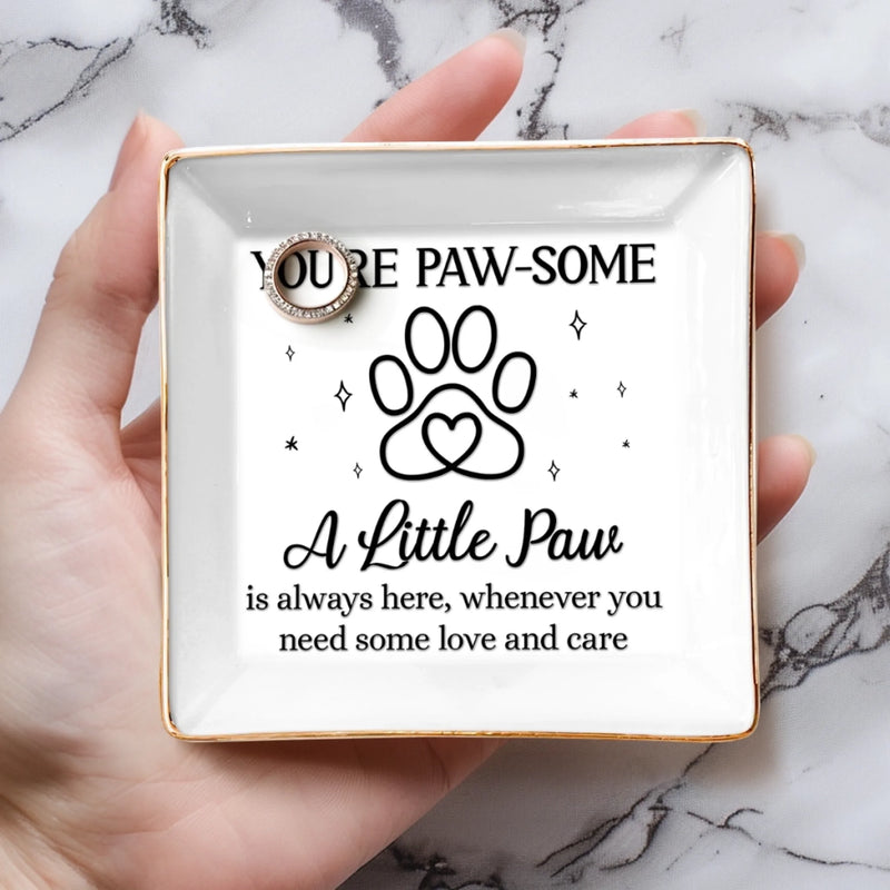 Full-Print Jewelry Dish - Birthday Gifts For Dog Lovers, Cat Lovers - Paws Fill The Heart With Joy