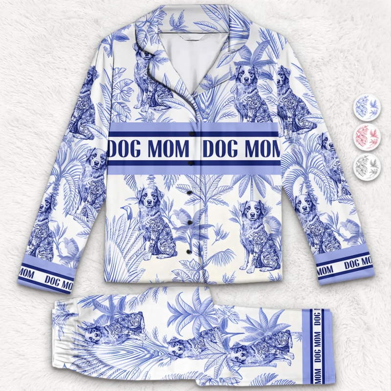 Custom Pajamas - Personalized Birthday Gifts For Dog Cat Lovers, Dog Dad And Mom, Cat Owners - Living My Best Dog Mom Life