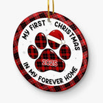 Ornament - Ceramic Round Shaped - Christmas Birthday Gifts For Dog Lovers, Cat Lovers - First Christmas Cuddles