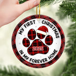 Ornament - Ceramic Round Shaped - Christmas Birthday Gifts For Dog Lovers, Cat Lovers - First Christmas Cuddles