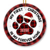 Ornament - Ceramic Round Shaped - Christmas Birthday Gifts For Dog Cat Lovers, Dog Dad And Mom, Cat Owners - First Christmas Cuddles