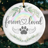 Ornament - Ceramic Round Shaped - Christmas Memorial Sympathy Gifts For Dogs, Cats - Love Knows No Goodbye