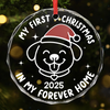 Circle Glass Ornament - Christmas Birthday Gifts For Dog Lovers, Dog Dad And Mom - Jingle Paws, Happy Heart