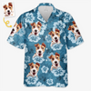 T-shirt hawaïen unisexe personnalisé avec photo - Cadeaux de vacances et de voyage d'été personnalisés pour les amoureux des chiens et des chats, les papas et les mamans de chiens, et les propriétaires de chats - Ambiance insulaire, amour des chiots