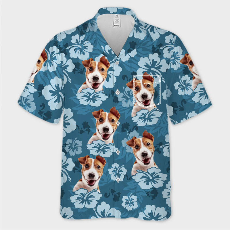 Custom Photo Unisex Tropical Hawaiian Aloha Shirt - Personalized Summer Vacation And Travel Gifts For Dog Cat Lovers, Dog Dad And Mom, Cat Owners - Island Vibes, Puppy Love