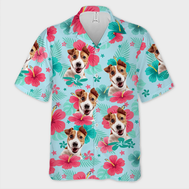 Custom Photo Unisex Tropical Hawaiian Aloha Shirt - Personalized Summer Vacation And Travel Gifts For Dog Cat Lovers, Dog Dad And Mom, Cat Owners - Summer With My Fur Buddy