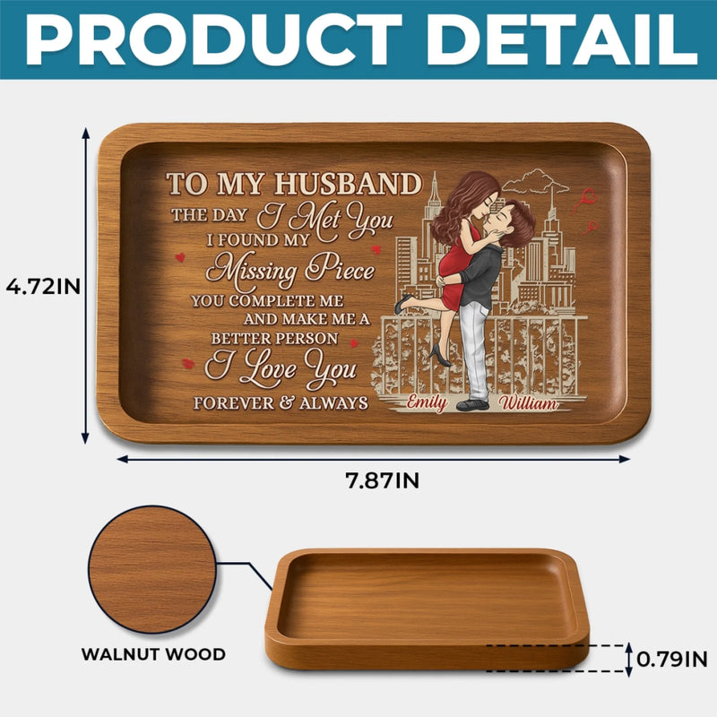 Custom Wooden Valet Tray - Personalized Anniversary Wedding Gifts For Husband And Wife, Him And Her - Love You More Everyday, Couple Birthday Gifts For Him And Her