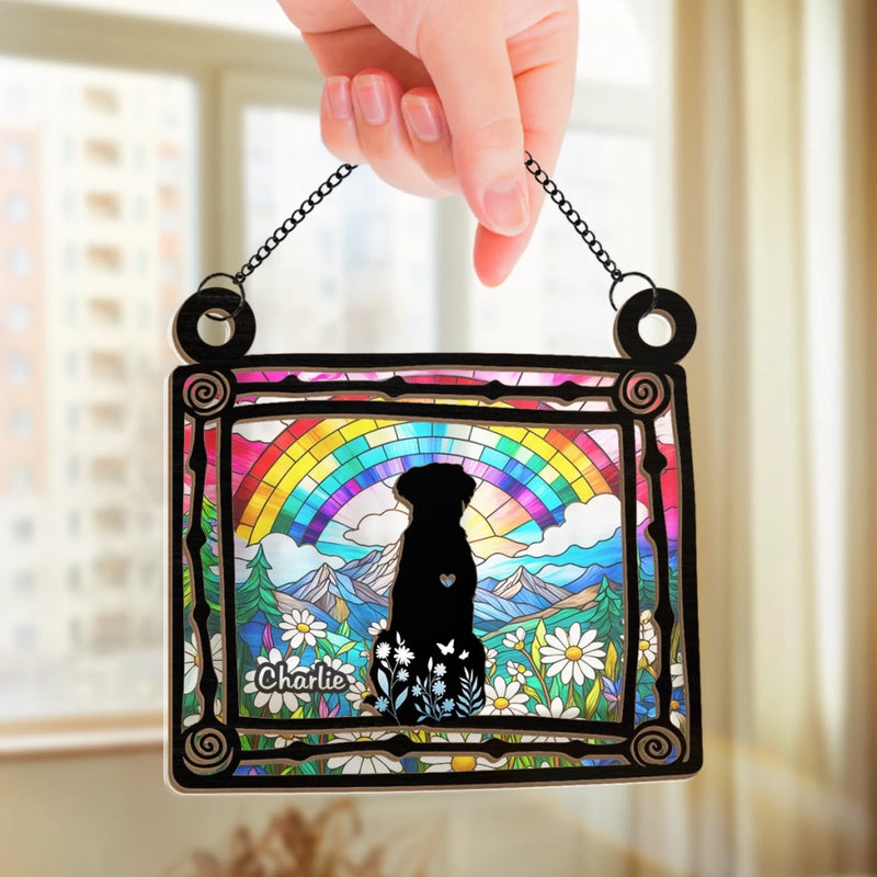 Custom Window Hanging Suncatcher Ornament - Personalized Pet Memorial Gifts For Dogs - Heart Full Of Memories
