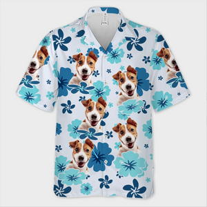 Chemise hawaïenne unisexe avec photo personnalisée - Cadeaux de vacances et de voyage d'été personnalisés pour femmes et hommes, amoureux des chiens et des chats - Furry Family Vibes