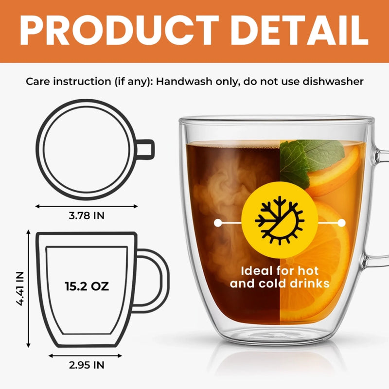 Custom Double Wall Glass Mug - Personalized Best Friend Birthday Gifts For Women - Trouble Makers Club