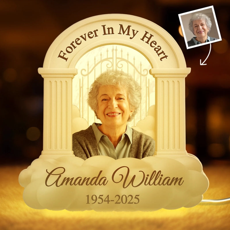 Custom Photo Shaped Light Box - Personalized Memorial Sympathy Gifts For Loss Of Mom, Dad - In Loving Memory