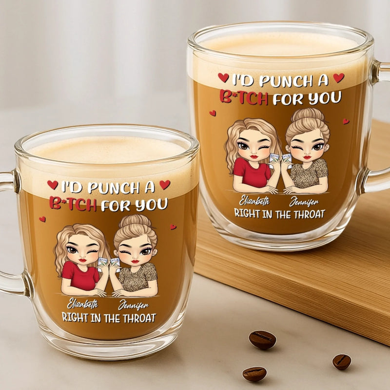 Custom Double Wall Glass Mug - Personalized Best Friend Birthday Gifts For Women - Trouble Makers Club