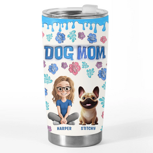 Gobelet personnalisé avec effet gonflable 3D - Cadeaux d'anniversaire personnalisés pour les amoureux des chiens, papas et mamans - La meilleure maman de chiens au monde