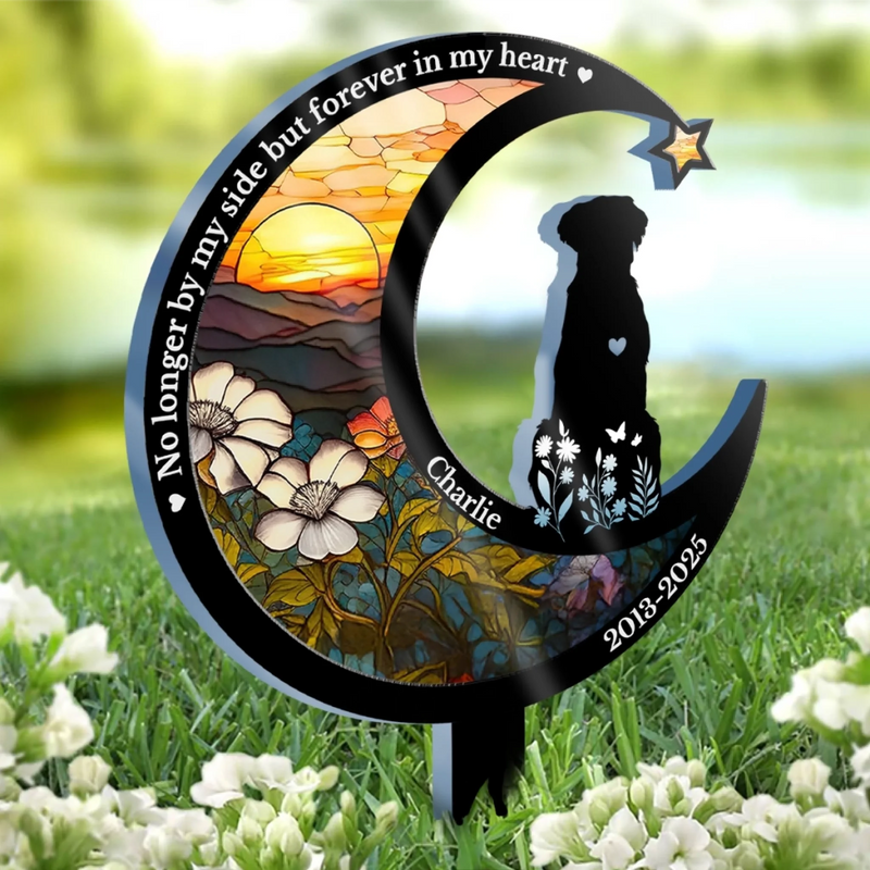Custom Stain Glass Style Acrylic Garden Stake - Personalized Pet Memorial Gifts For Dogs - My Loyal Friend, My Forever Love