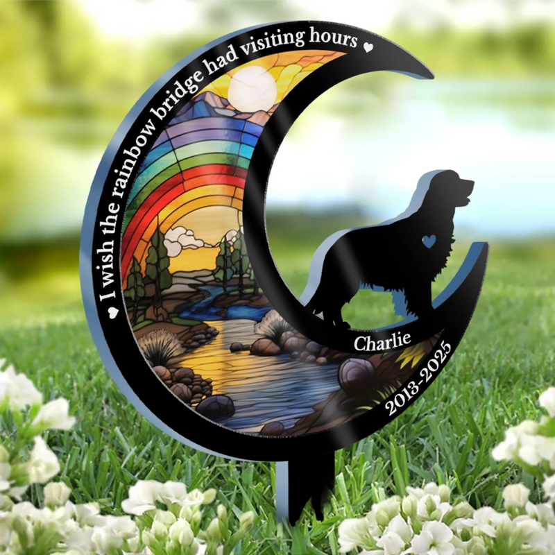 Custom Stain Glass Style Acrylic Garden Stake - Personalized Pet Memorial Gifts For Dogs - I Carry Your Love Wherever I Go