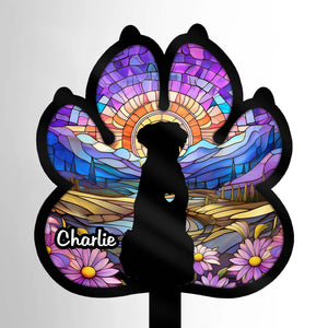 Piquet de jardin en acrylique personnalisé style vitrail – Cadeaux commémoratifs personnalisés pour chiens – L'amour ne connaît pas d'adieu