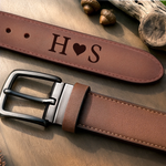 Custom Double-Sided Engraved Leather Belt - Personalized Anniversary Wedding Gifts For Husband And Wife, Him And Her - Holding On To You Always