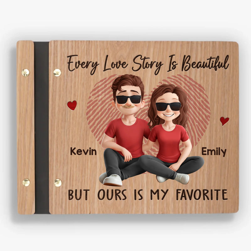 Custom Wooden Scrapbook - Personalized Anniversary Wedding Gifts For Husband, Wife, Couple - Our Story, Our Moments, Our Love