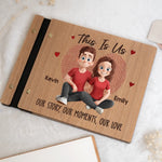 Custom Wooden Scrapbook - Personalized Anniversary Wedding Gifts For Husband, Wife, Couple - Our Story, Our Moments, Our Love