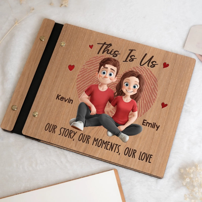 Custom Wooden Scrapbook - Personalized Anniversary Wedding Gifts For Husband And Wife, Him And Her - Our Story, Our Moments, Our Love