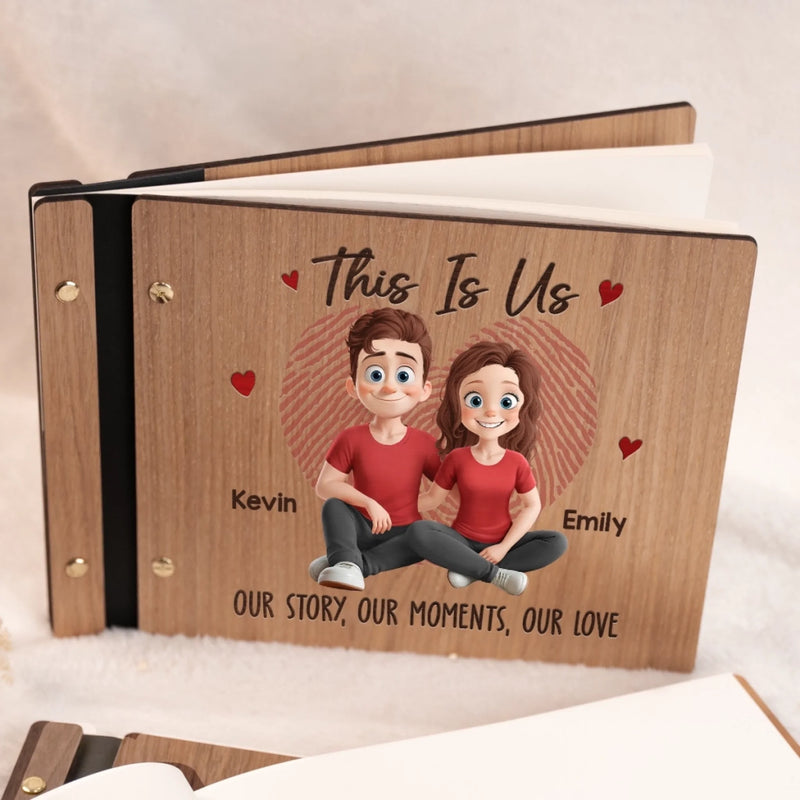 Custom Wooden Scrapbook - Personalized Anniversary Wedding Gifts For Husband, Wife, Couple - Our Story, Our Moments, Our Love