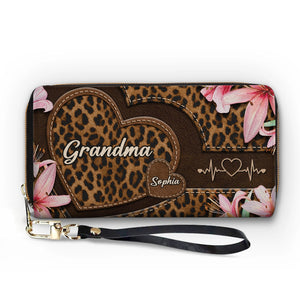 Portefeuille long en cuir personnalisé – Cadeaux personnalisés pour la fête des Mères, pour maman et grand-mère – One Beat, One Love