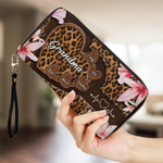 Custom Leather Long Wallet - Personalized Mother's Day Gifts For Mother, Grandmother - One Beat, One Love