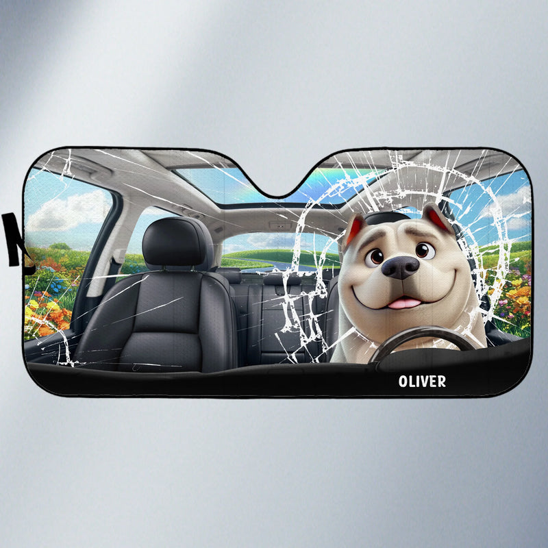 Custom Auto Windshield Sunshade, Car Window Protector - Personalized Birthday Gifts For Dog Lovers, Dog Dad And Mom - Too Cool to Brake