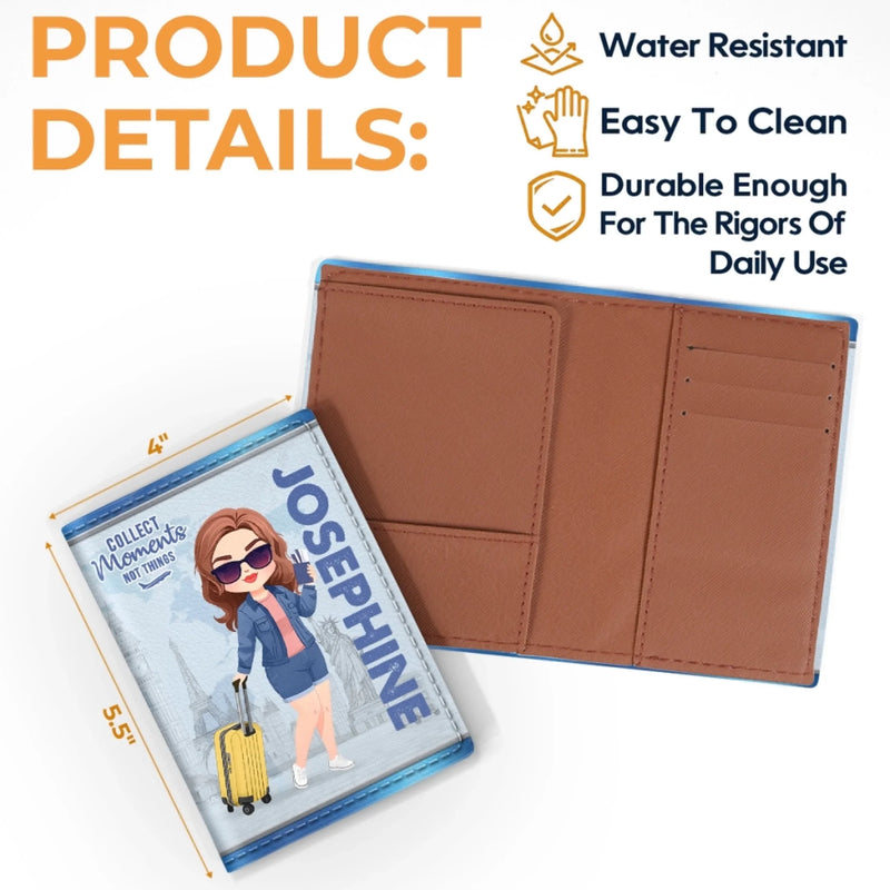 Custom Passport Cover, Passport Holder - Personalized Summer Vacation And Travel Gifts For Women - Me Time, World Wide