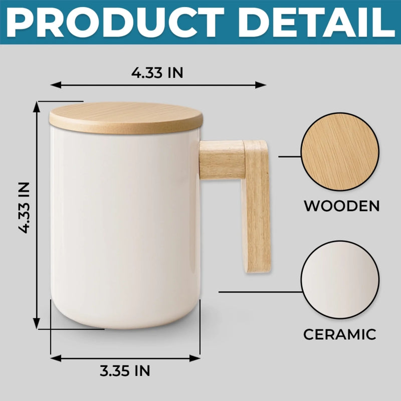 Custom Ceramic Mug With Wooden Lid & Handle - Personalized Best Friend Birthday Gifts For Women - Never Too Far To Have Coffee Together