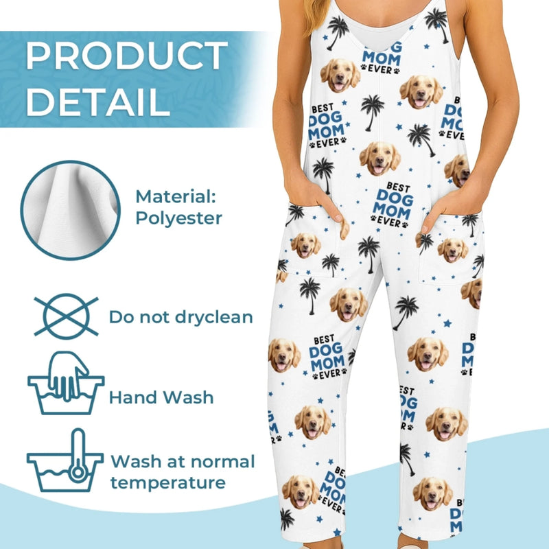 Custom Photo Casual Loose Overalls Jumpsuit - Personalized Summer Vacation And Travel Gifts For Dog Cat Lovers, Dog Dad And Mom, Cat Owners - Pup Life, Best Life
