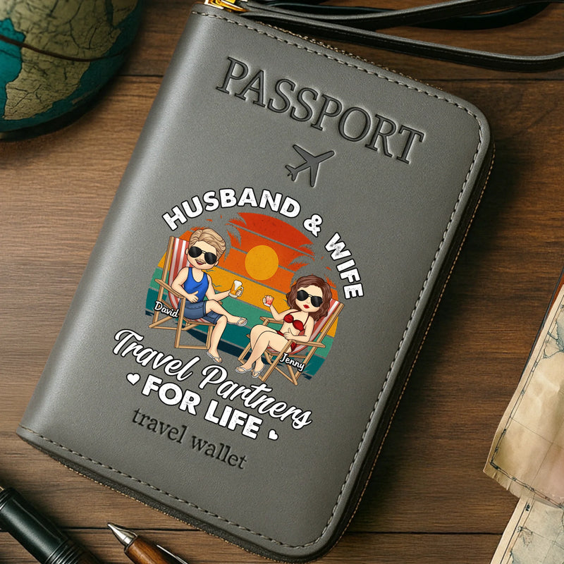Custom Passport Wallet, Passport Holder - Personalized Summer Vacation And Travel Gifts For Husband, Wife, Couple - Adventure Awaits Us Together