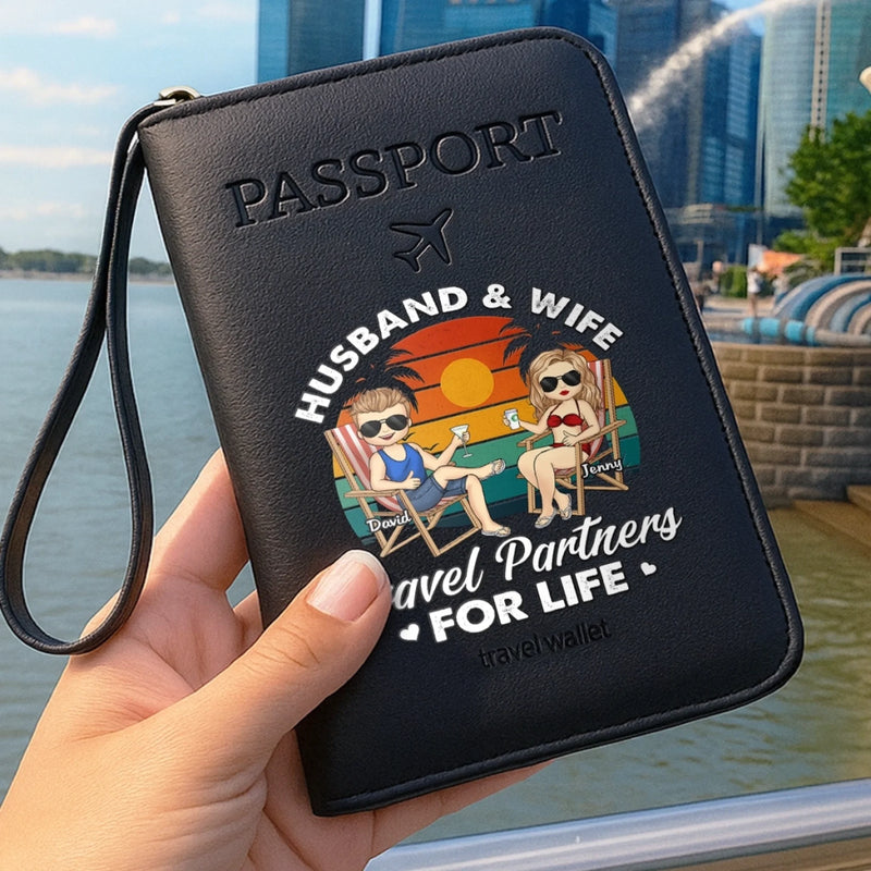 Custom Passport Wallet, Passport Holder - Personalized Summer Vacation And Travel Gifts For Husband, Wife, Couple - Adventure Awaits Us Together