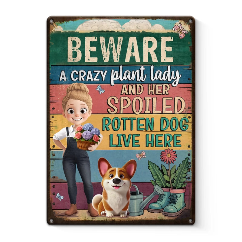 Custom Home Decor Metal Sign - Personalized Garden Gifts For Gardeners, Dog Lovers, Dog Dad And Mom - Peace Love Plants And Muddy Paws