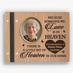 Custom Photo Wooden Scrapbook - Personalized Memorial Sympathy Gifts For Loss Of Mom, Dad - Where Heaven Meets Our Hearts