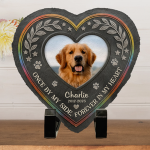 Pierre commémorative personnalisée en forme de cœur avec photo – Cadeaux commémoratifs personnalisés pour animaux de compagnie, chiens et chats – Un cœur plein de souvenirs