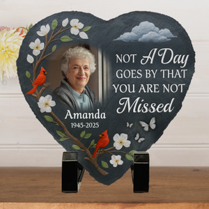 Pierre commémorative personnalisée en forme de cœur avec photo - Cadeaux de condoléances personnalisés pour la perte d'une mère ou d'un père - Toujours aimants, toujours disparus
