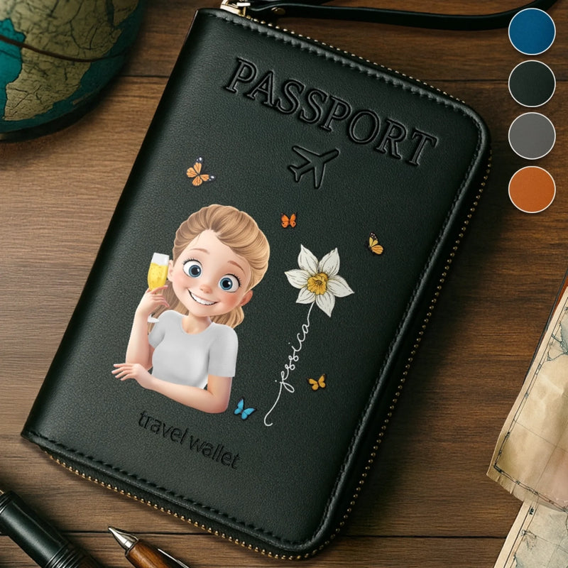Custom Passport Wallet, Passport Holder - Personalized Summer Vacation And Travel Gifts For Women, Men - Wanderlust Crew
