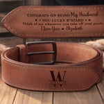Custom Double-Sided Engraved Leather Belt - Personalized Anniversary Wedding Gifts For Husband And Wife, Him And Her - Belting Out My Love