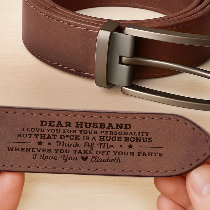 Custom Double-Sided Engraved Leather Belt - Personalized Anniversary Wedding Gifts For Husband And Wife, Him And Her - My Favorite Distraction