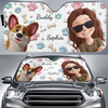 Pare-soleil personnalisé pour pare-brise de voiture, protection de fenêtre de voiture – Cadeaux d'anniversaire personnalisés pour les amoureux des chiens, papas et mamans de chiens – Just Me And The Fluff Squad
