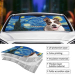 Custom Photo Auto Windshield Sunshade, Car Window Protector - Personalized Birthday Gifts For Dog Lovers, Dog Dad, Dog Mom - Painted In Fur And Stars
